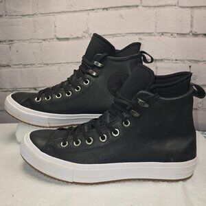 CONVERSE CHUCK TAYLOR ALL STAR WATERPROOF BOOT HI BLACK LEATHER SIZE 10.5 EUC
